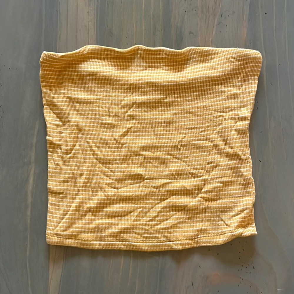Yellow/gold with white striped tube top